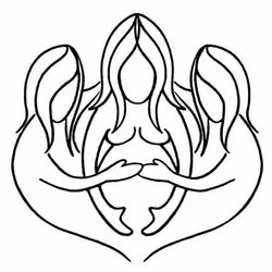 Outline of two women supporting pregnant woman